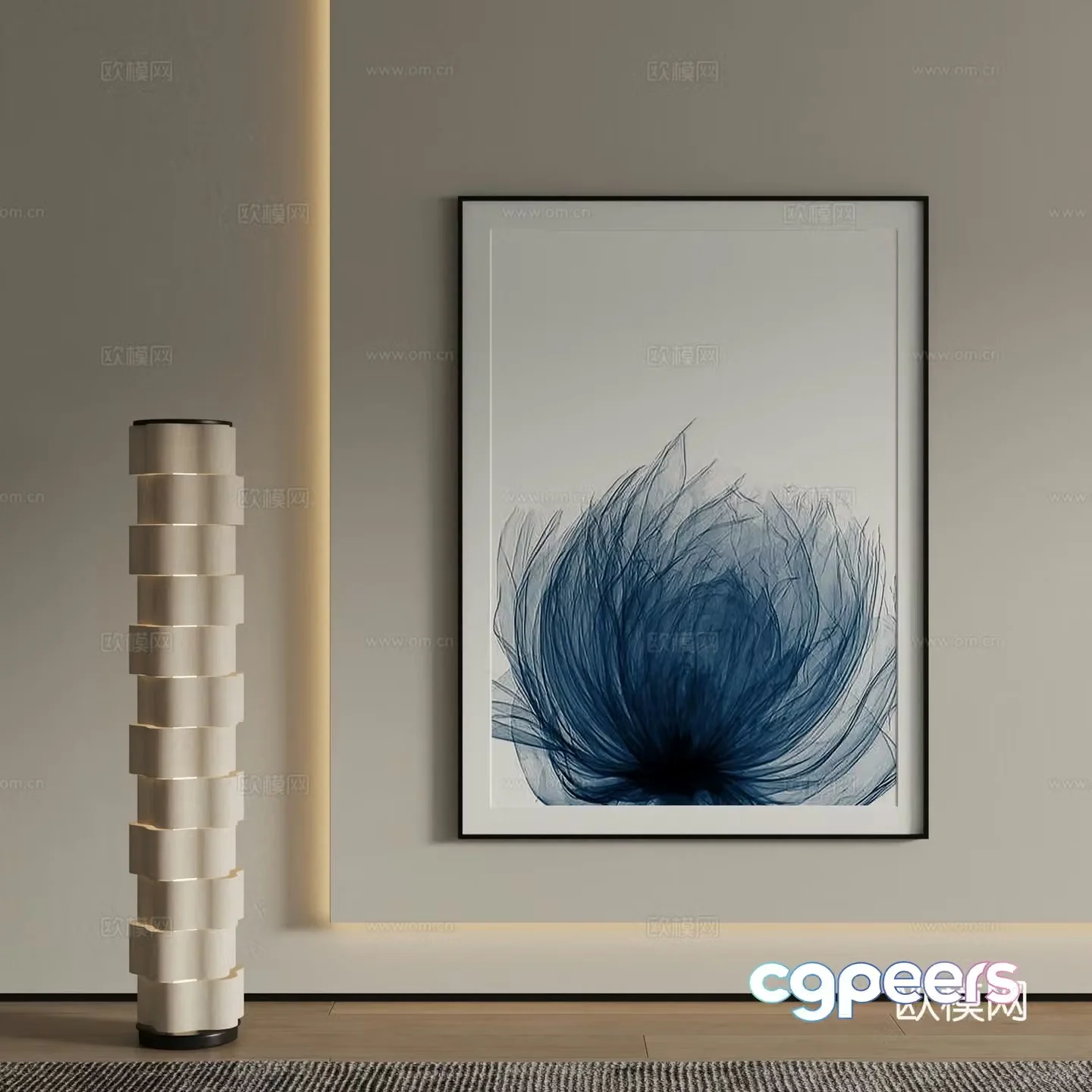 Modern decorative painting Flower hanging painting 3d model