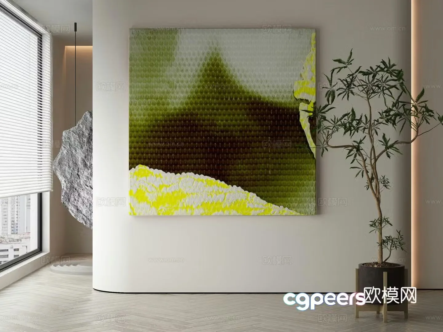 Modern Wasabi abstract hanging painting 3d model