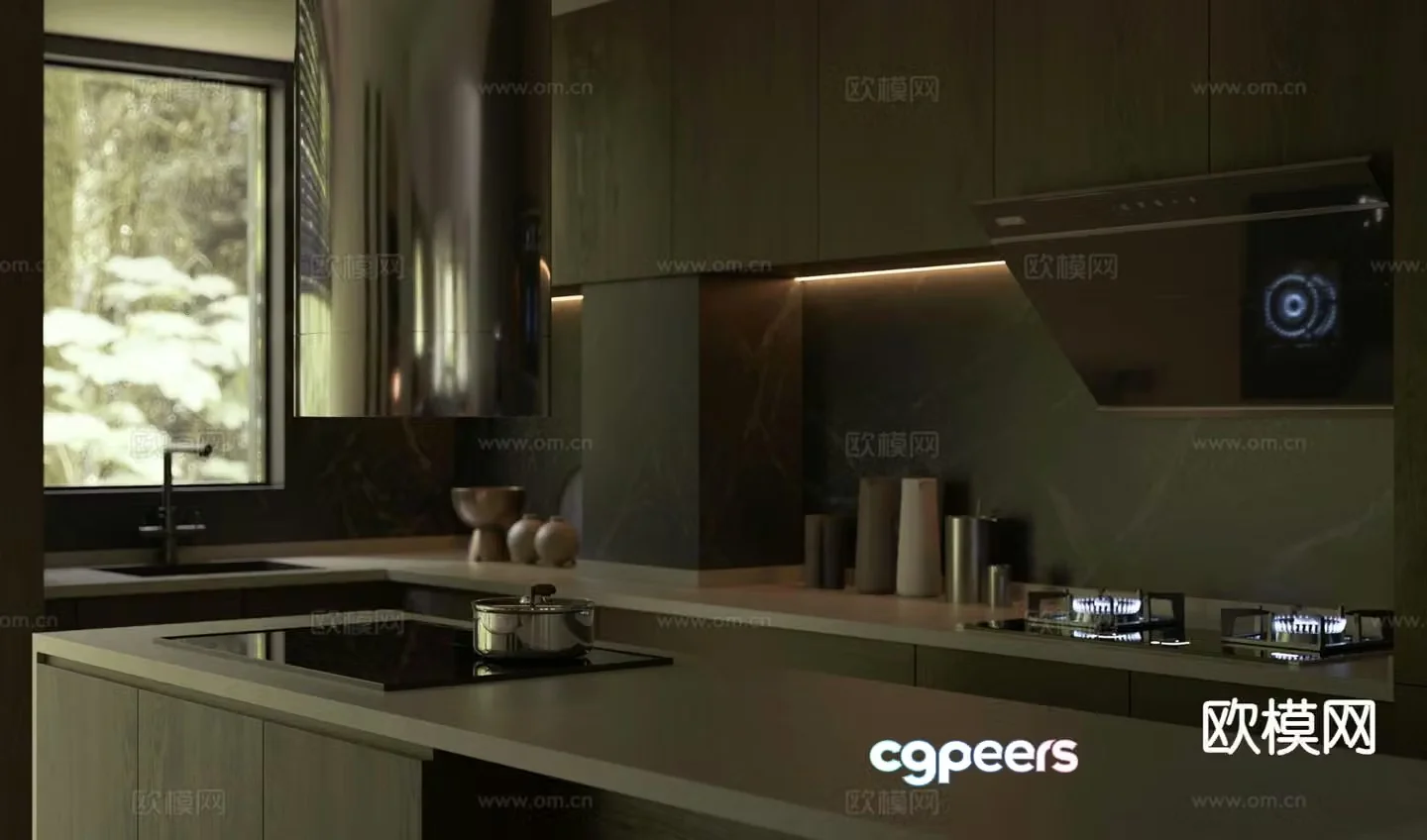 Modern kitchen island 3d model
