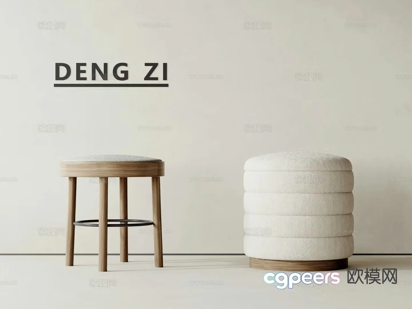 Modern stool wooden stool round stool sofa stool 3d model