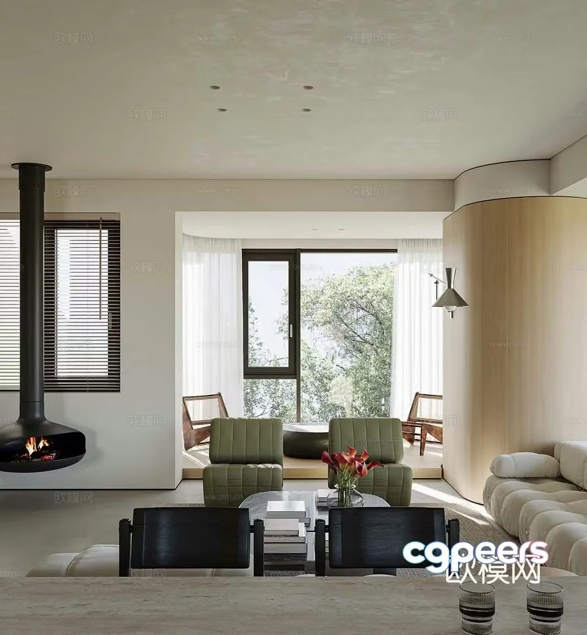 Wabi-sabi living room 3d model