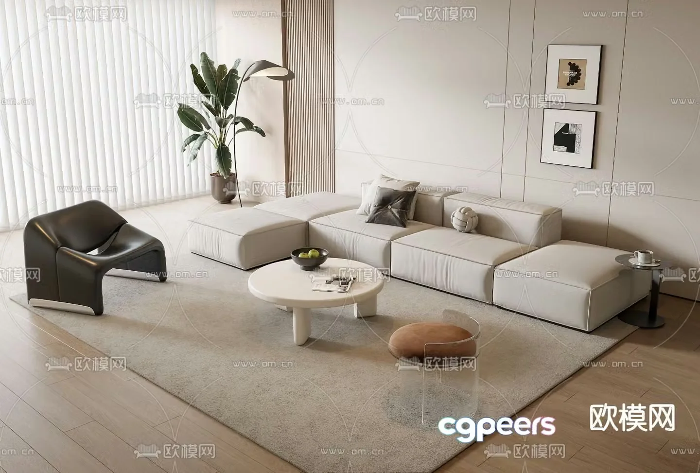 Modern sofa coffee table combination 3d model