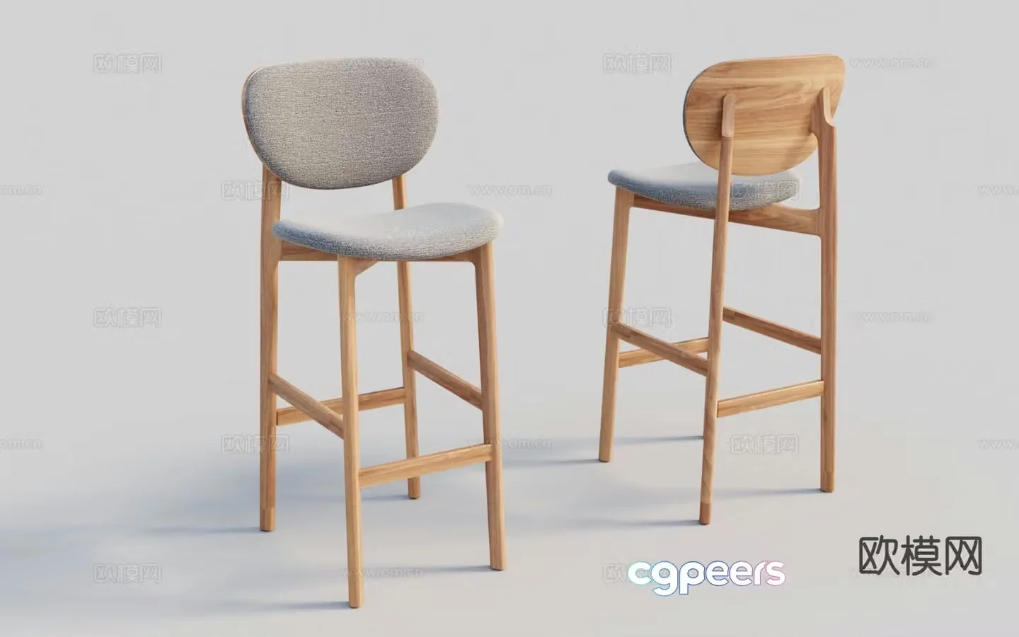 Nordic chair bar chair high chair bar stool 3d model