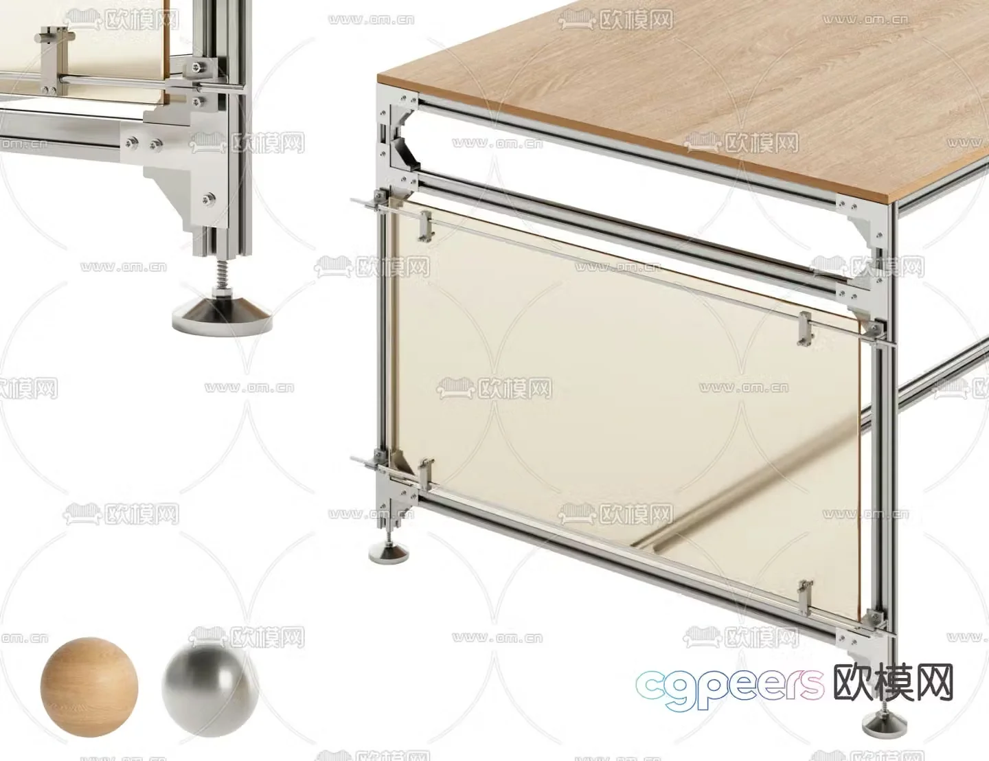 Aluminum profile desk 3d model