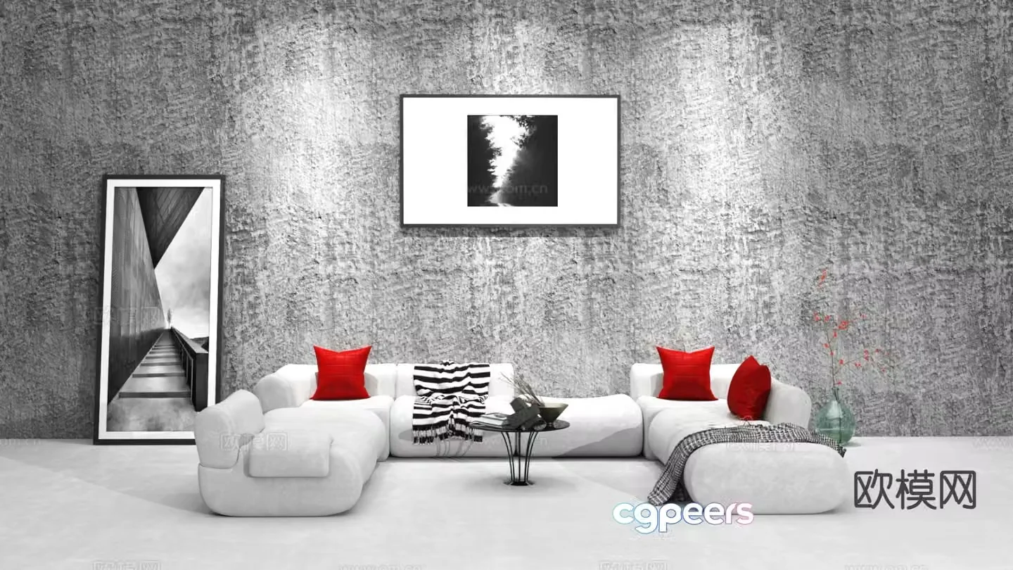 Modern corner sofa multi-person sofa 3d model