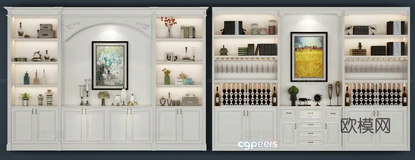 European wine cabinet combination 3D model