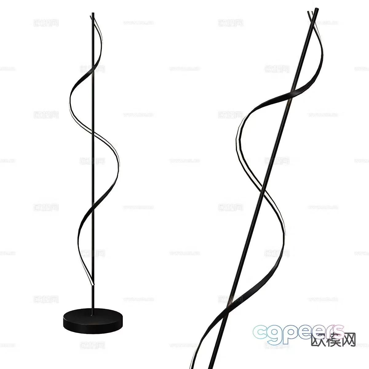 Modern curved floor lamp 3d model