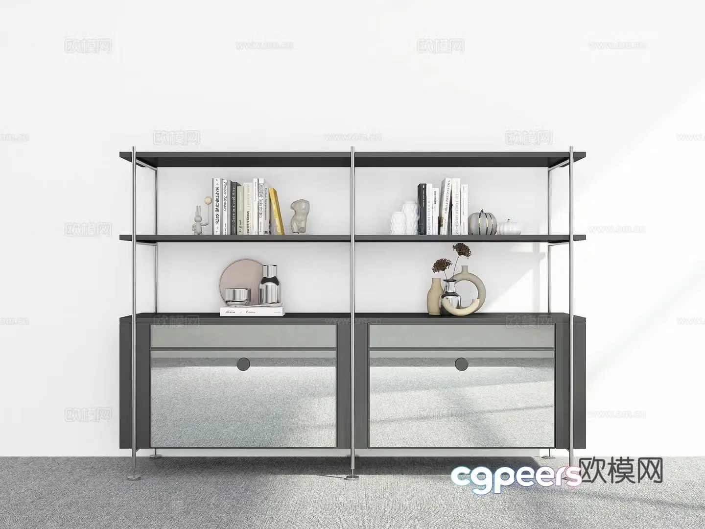 Modern bookshelf 3d model