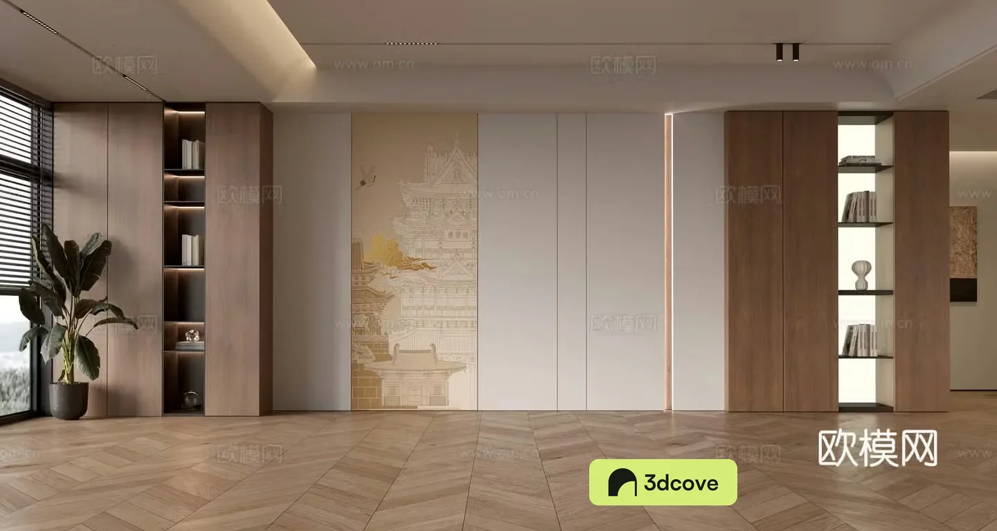 Middle-aged sofa background wall 3d model