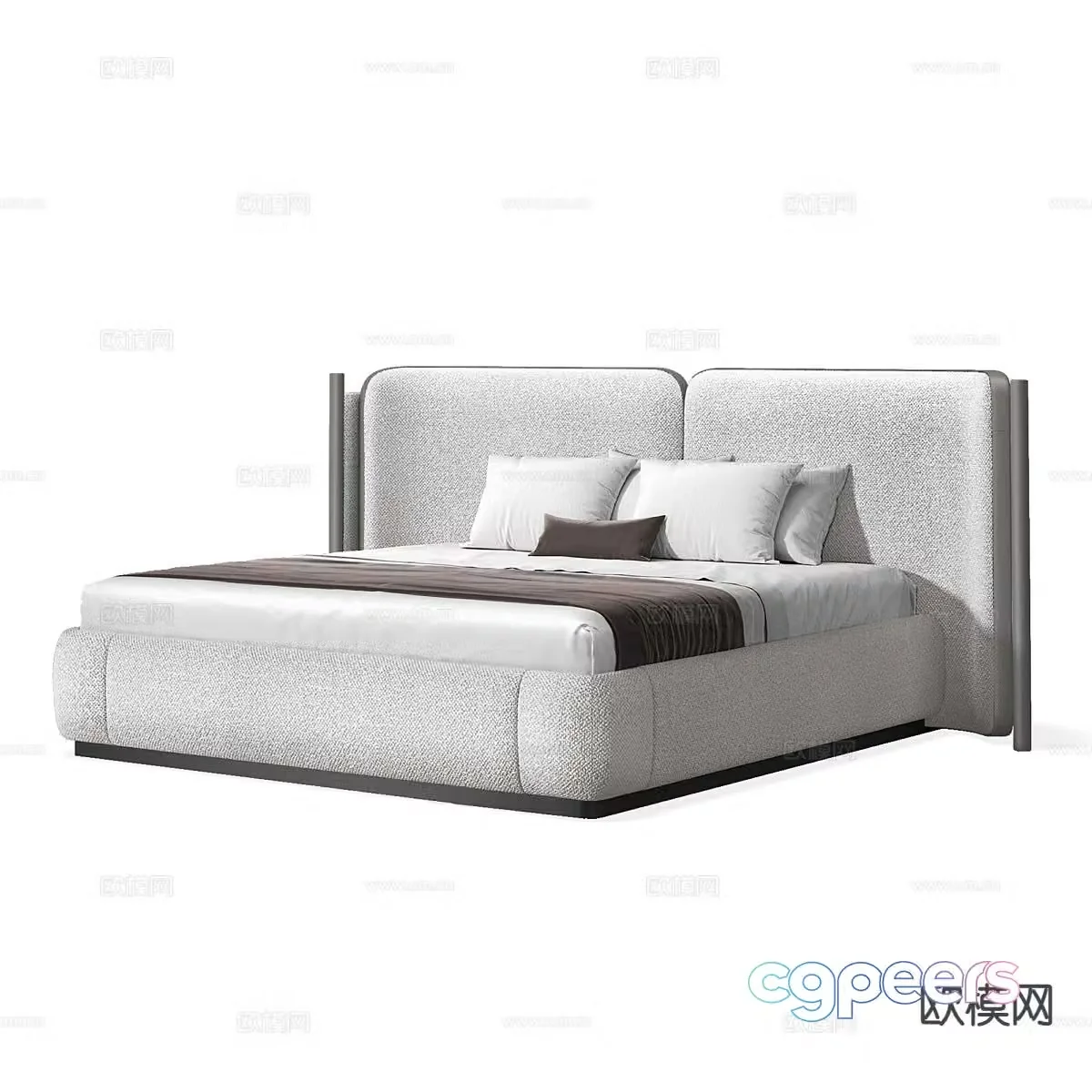 Modern minimalist double bed 3d model