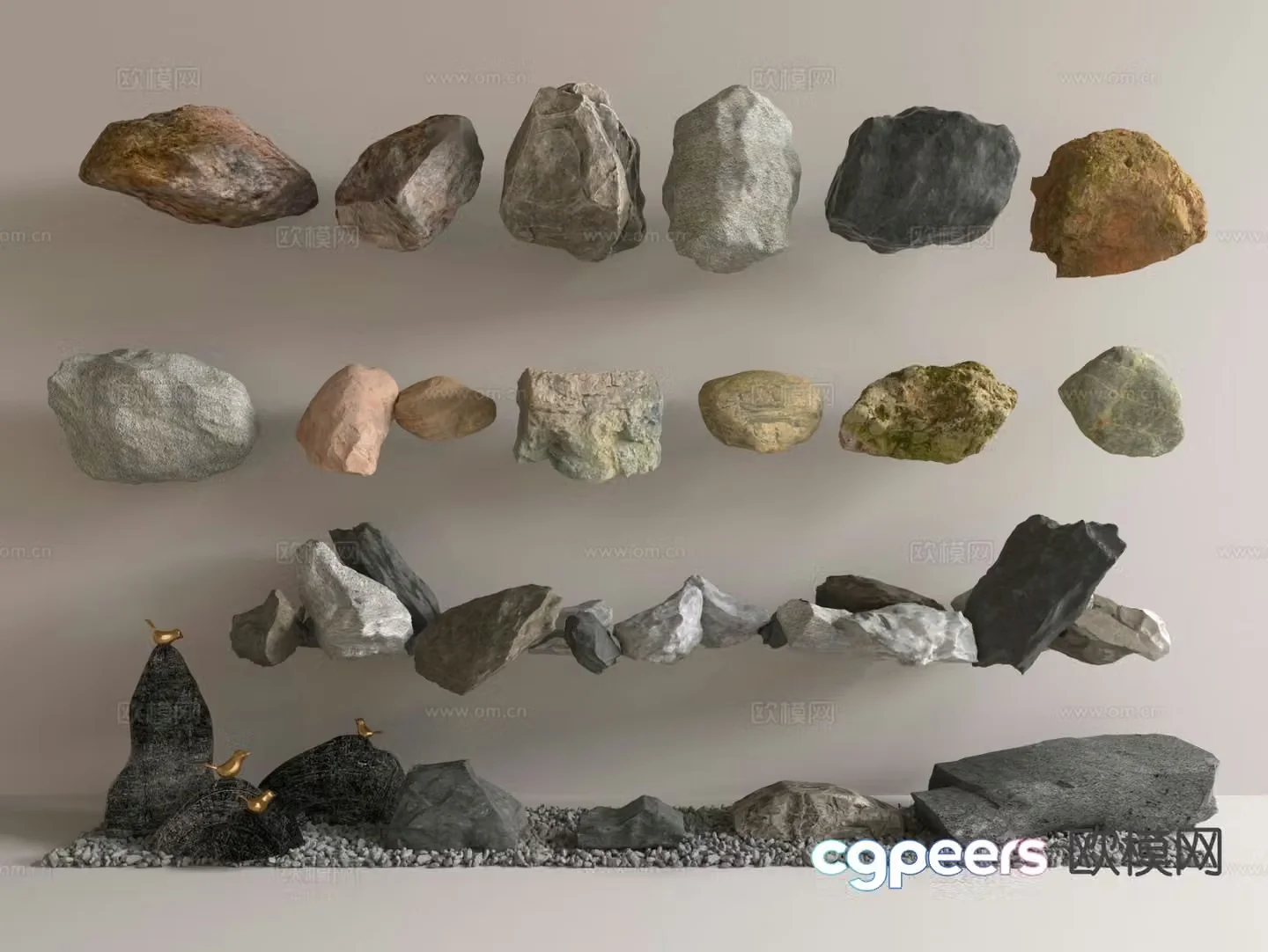 Modern stone Xuelang stone strip stone landscape stone 3d model
