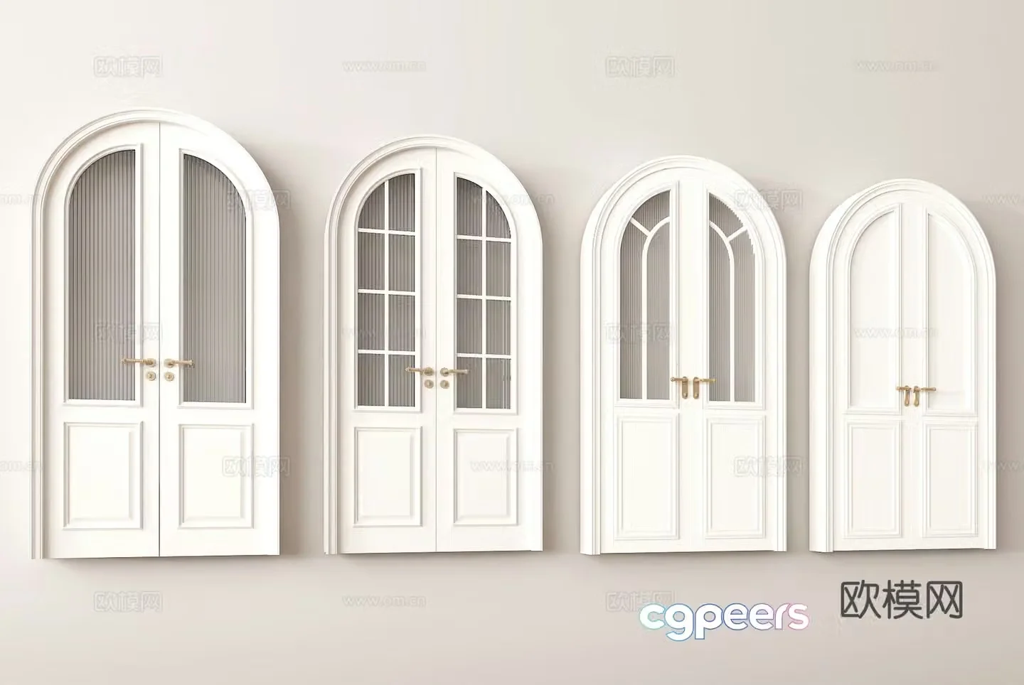 European style home door and window design Interior door style metal handle door glass door design 3D model