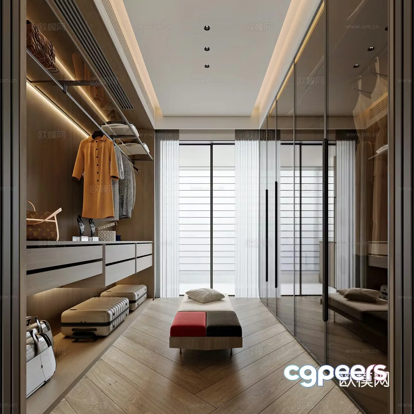 Modern style home cloakroom 3d model