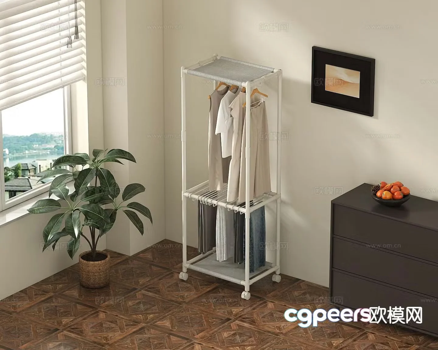 Simple clothes hanger pants rack clothes pants 3d model