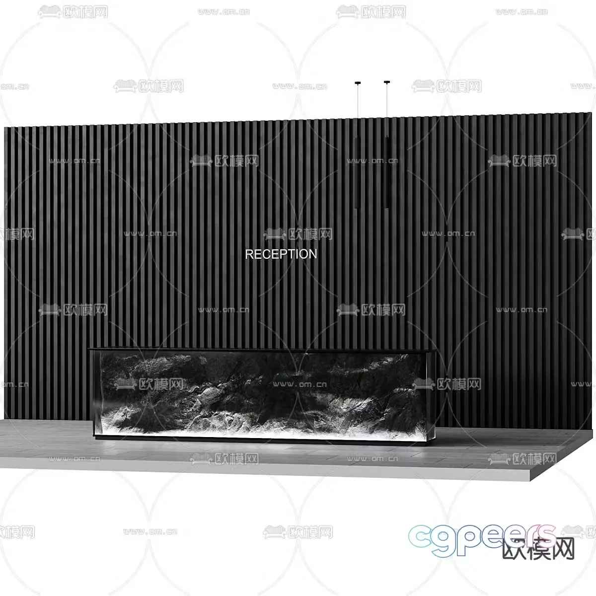 Rock front desk reception desk grille background wall 3d model
