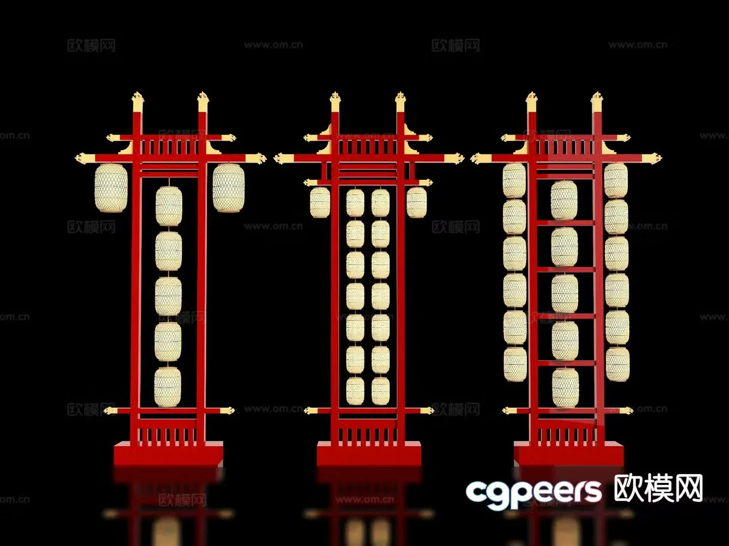 New Chinese style outdoor lantern device 3D model