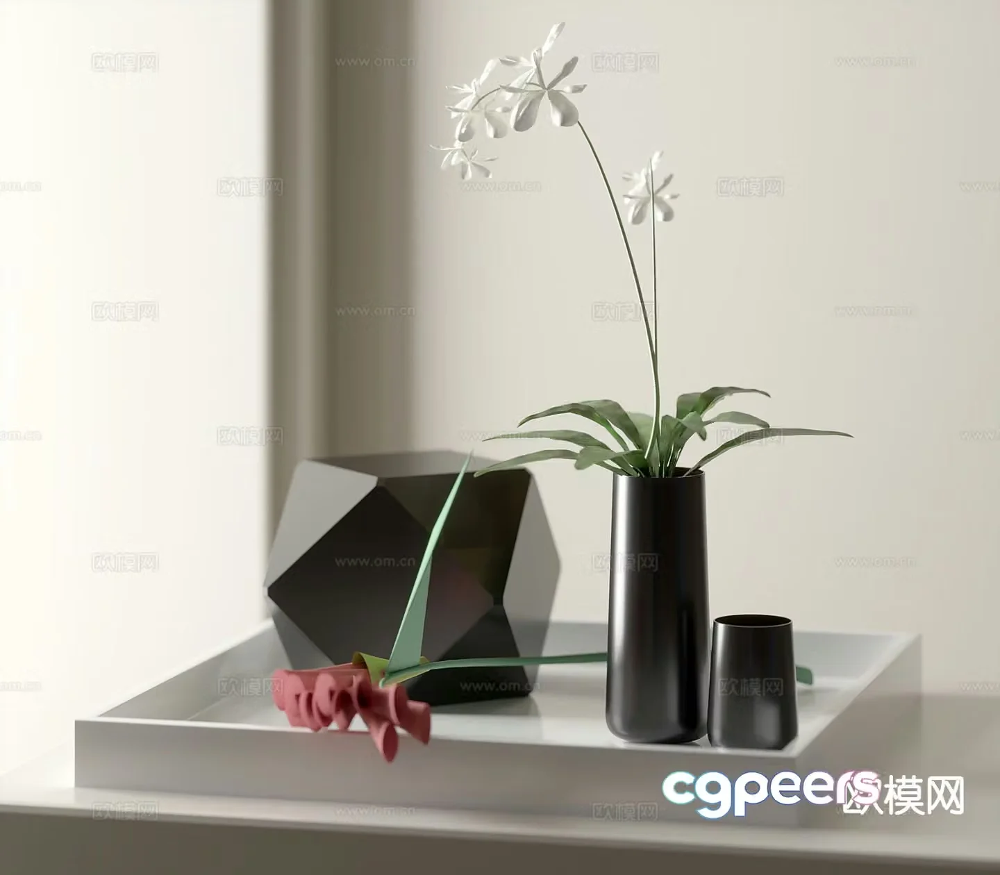 modern floral vase 3d model