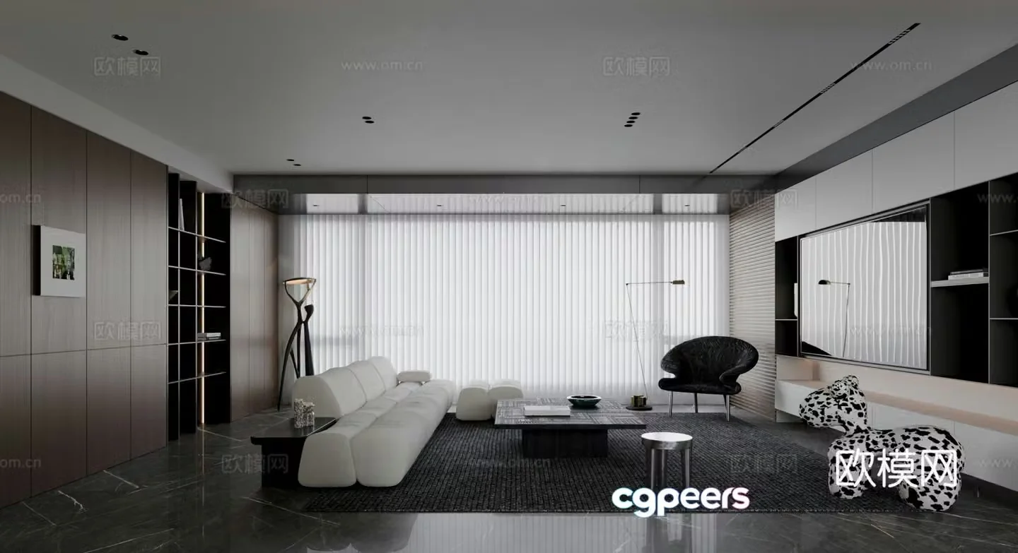 Modern living and dining room sofa coffee table carpet dining table 3d model