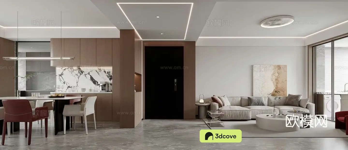 Modern living and dining room
