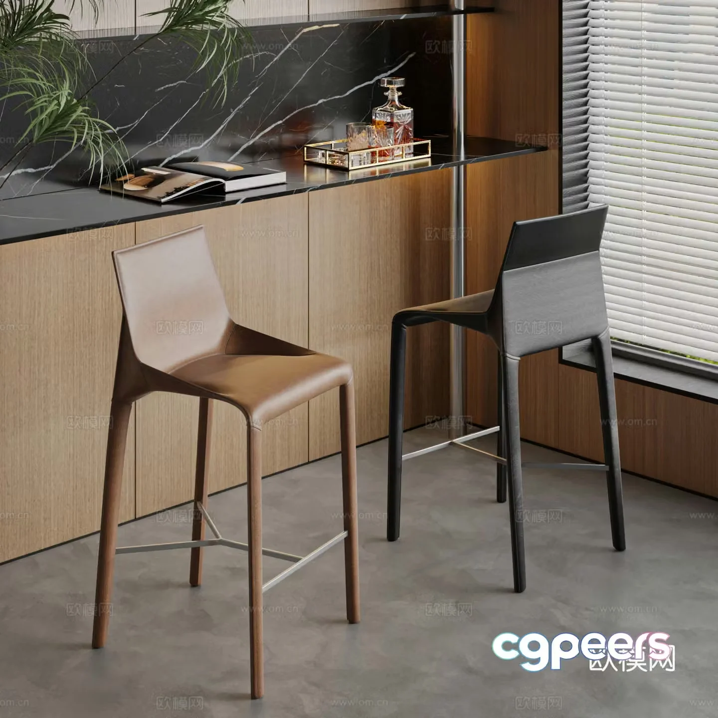 POLIFORM Modern Italian Bar Chair Combination Bar Chair Combination Bar Chair Combination Bar Chair 3D Model