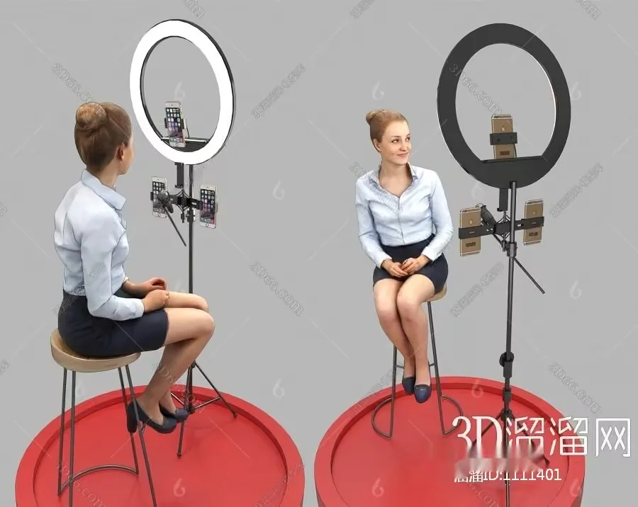 A Woman Sitting On A Stool 3D Model – 9196 – VRAY Render