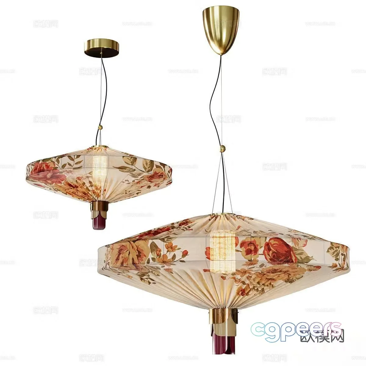 New Chinese chandeliers Chinese chandeliers Retro chandeliers Fabric chandeliers Lantern chandeliers 3D model