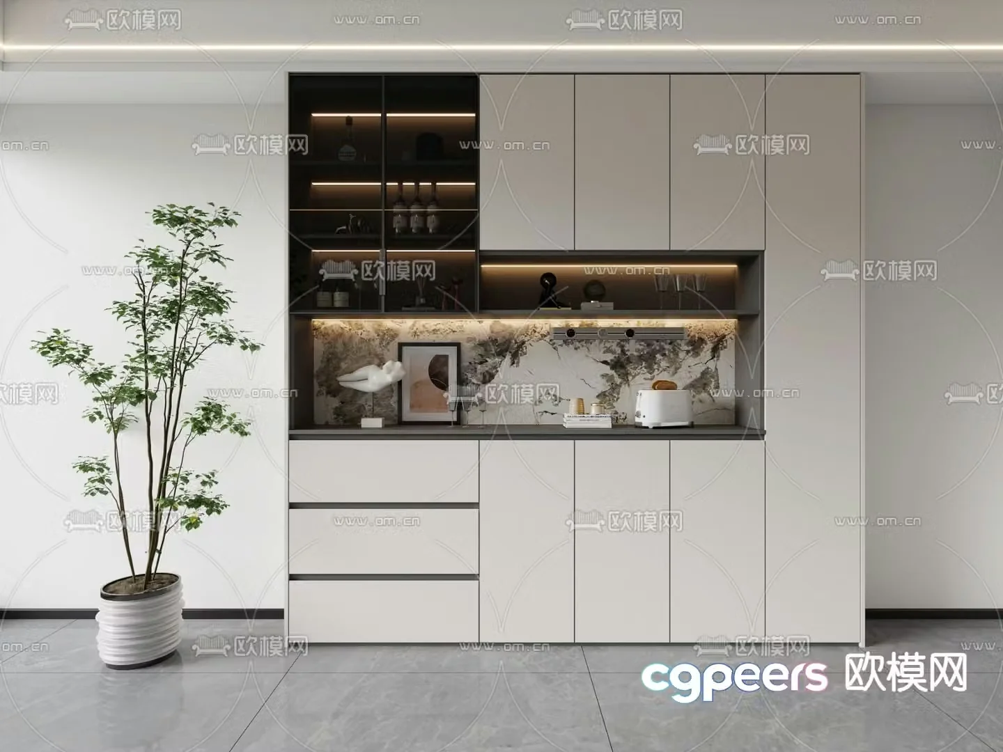 Modern wine cabinet sideboard 3d model