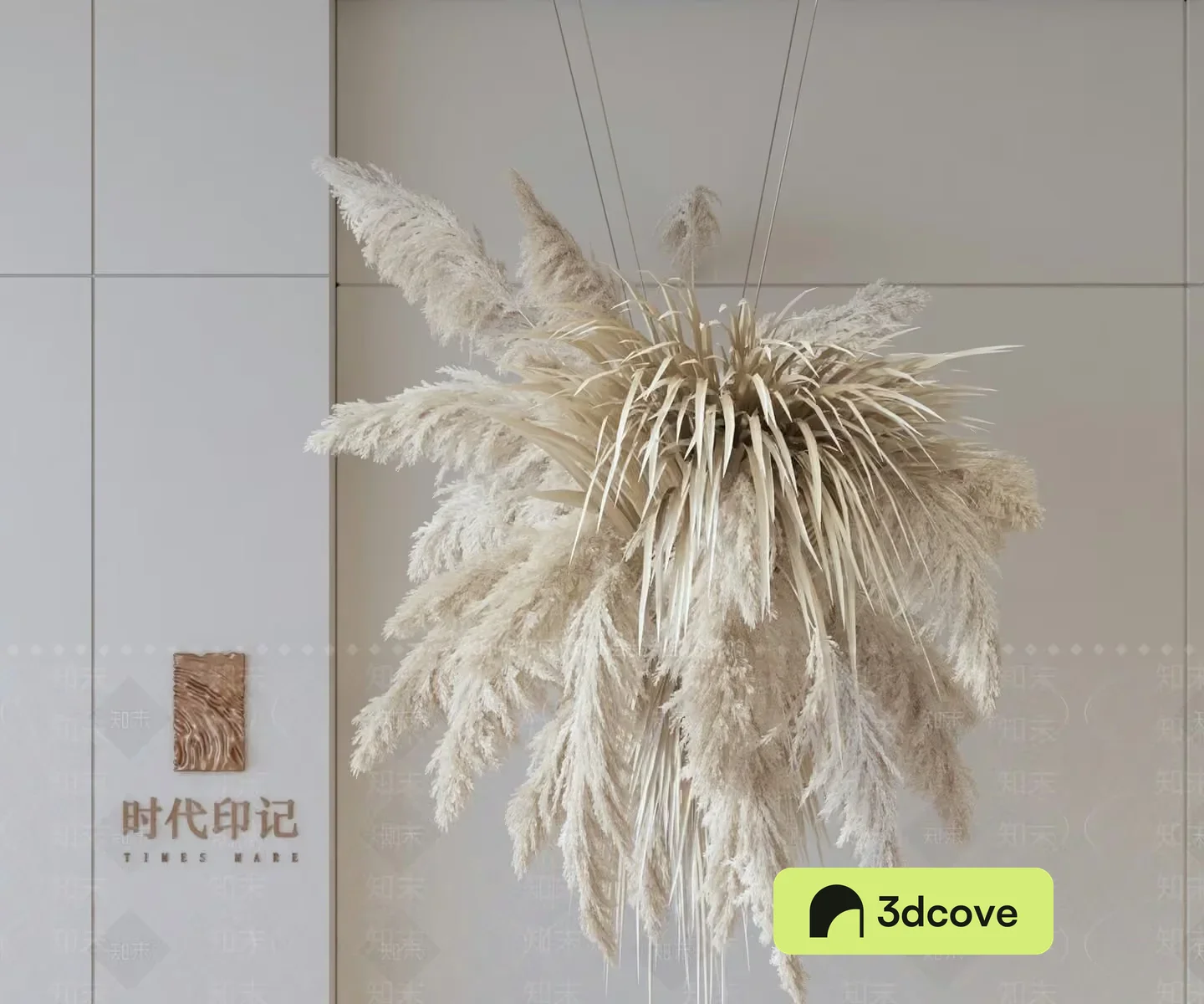 The Single Main Subject Is A Chandelier Made Of White Feathers