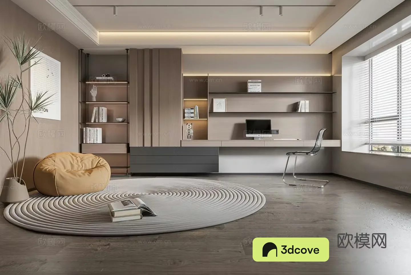 Modern study ownerless lamp study bookcase combination desk combination jewelry ornaments