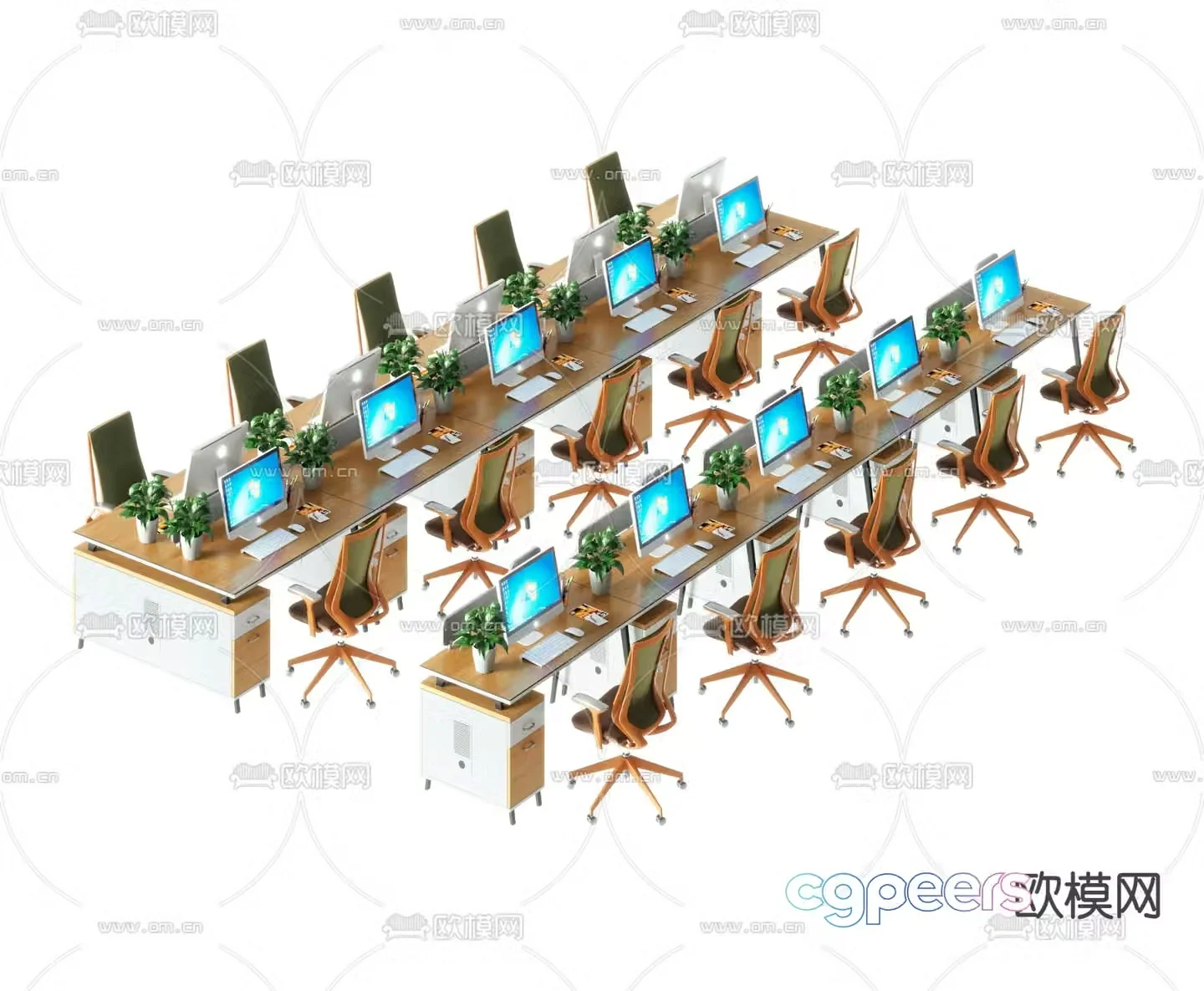 Card space desk workstation 3D model