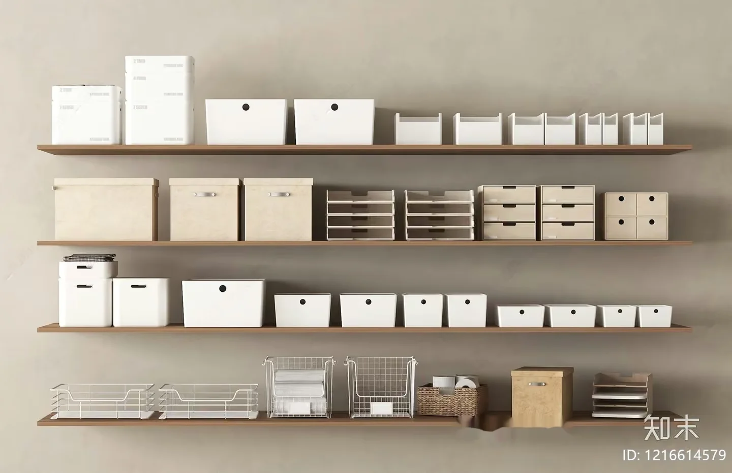 Light Brown Shelves 3D Model – 18324 – VRAY Render