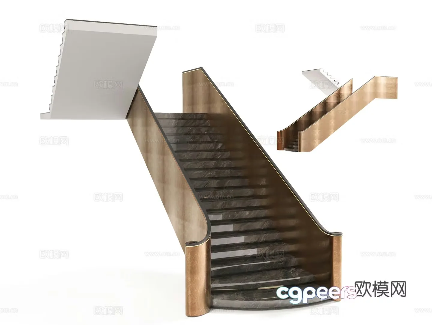 modern staircase handrail staircase 3d model