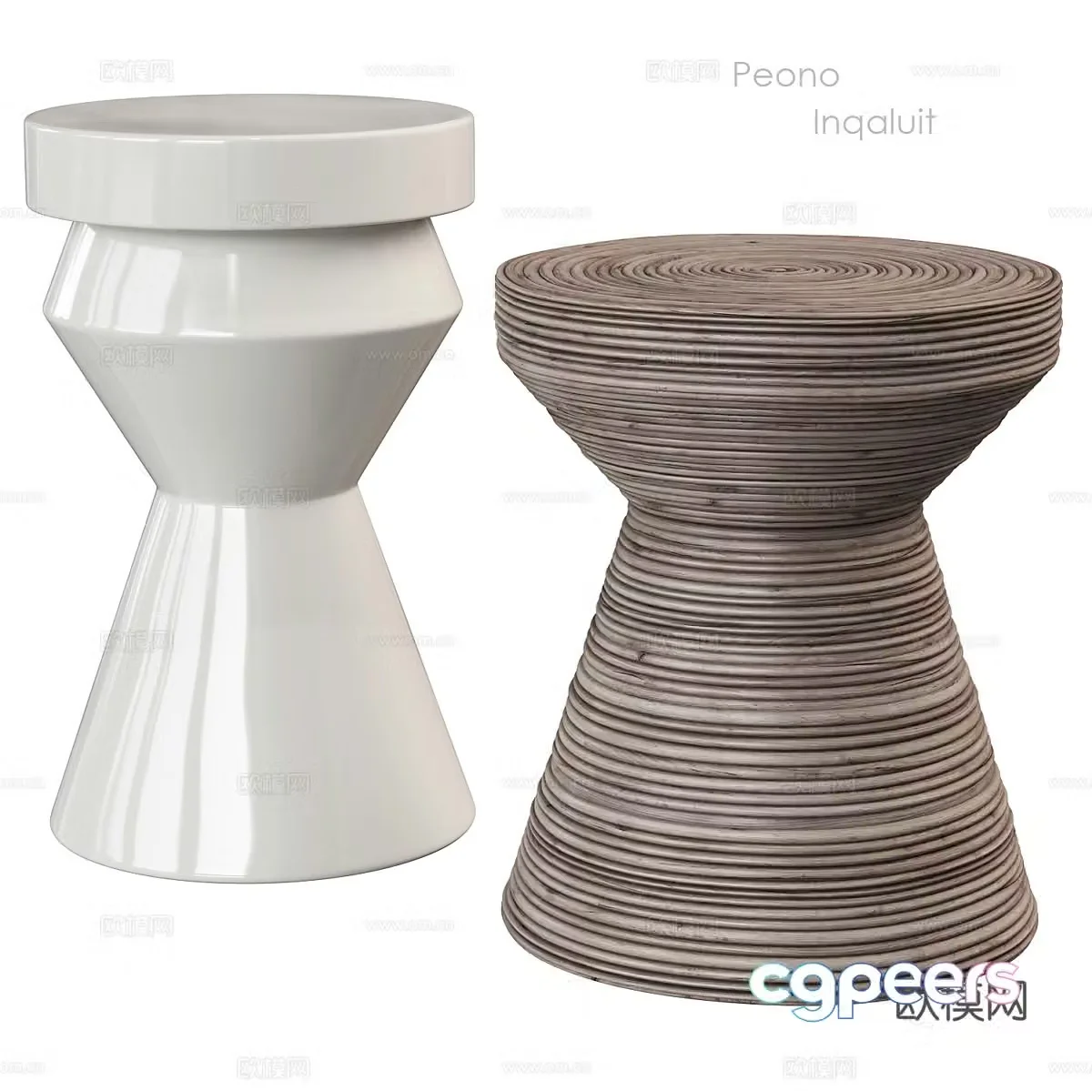 Side combination Stone side round side bedside side sofa side wooden side artistic side 3D model