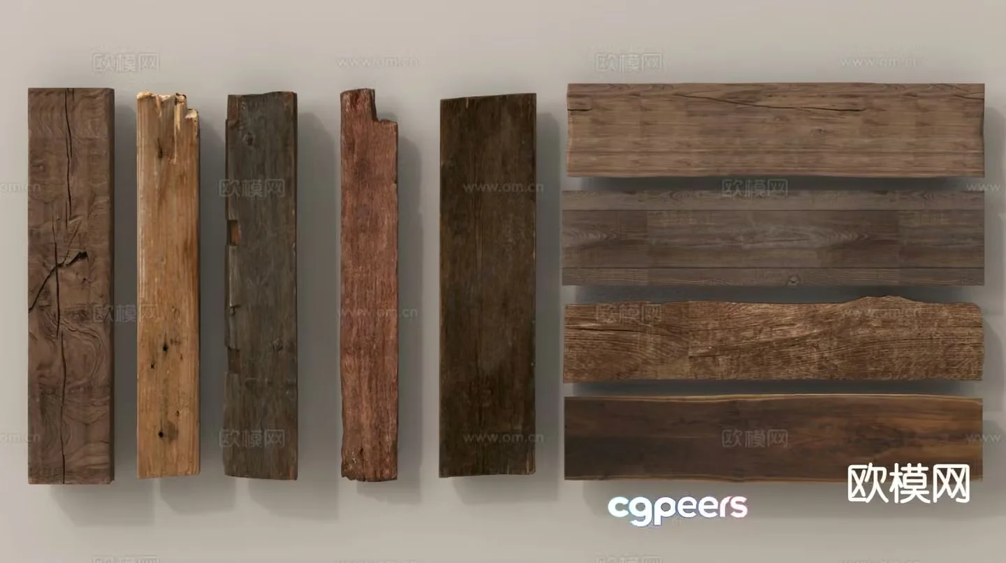 old wood wood wooden strip hanging decoration 3d model