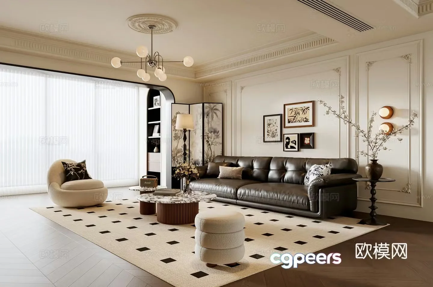 French living room 3d model