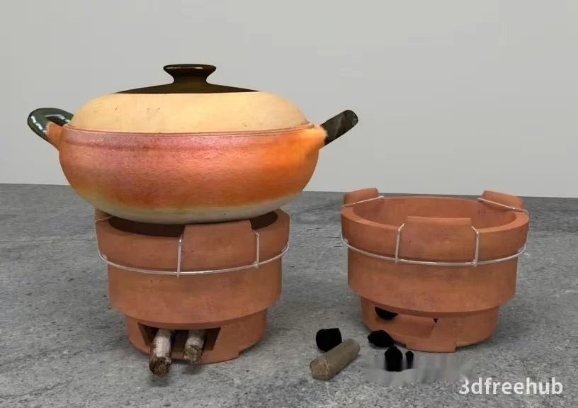 A Clay Cooking Pot 3D Model – 3083 – VRAY Render