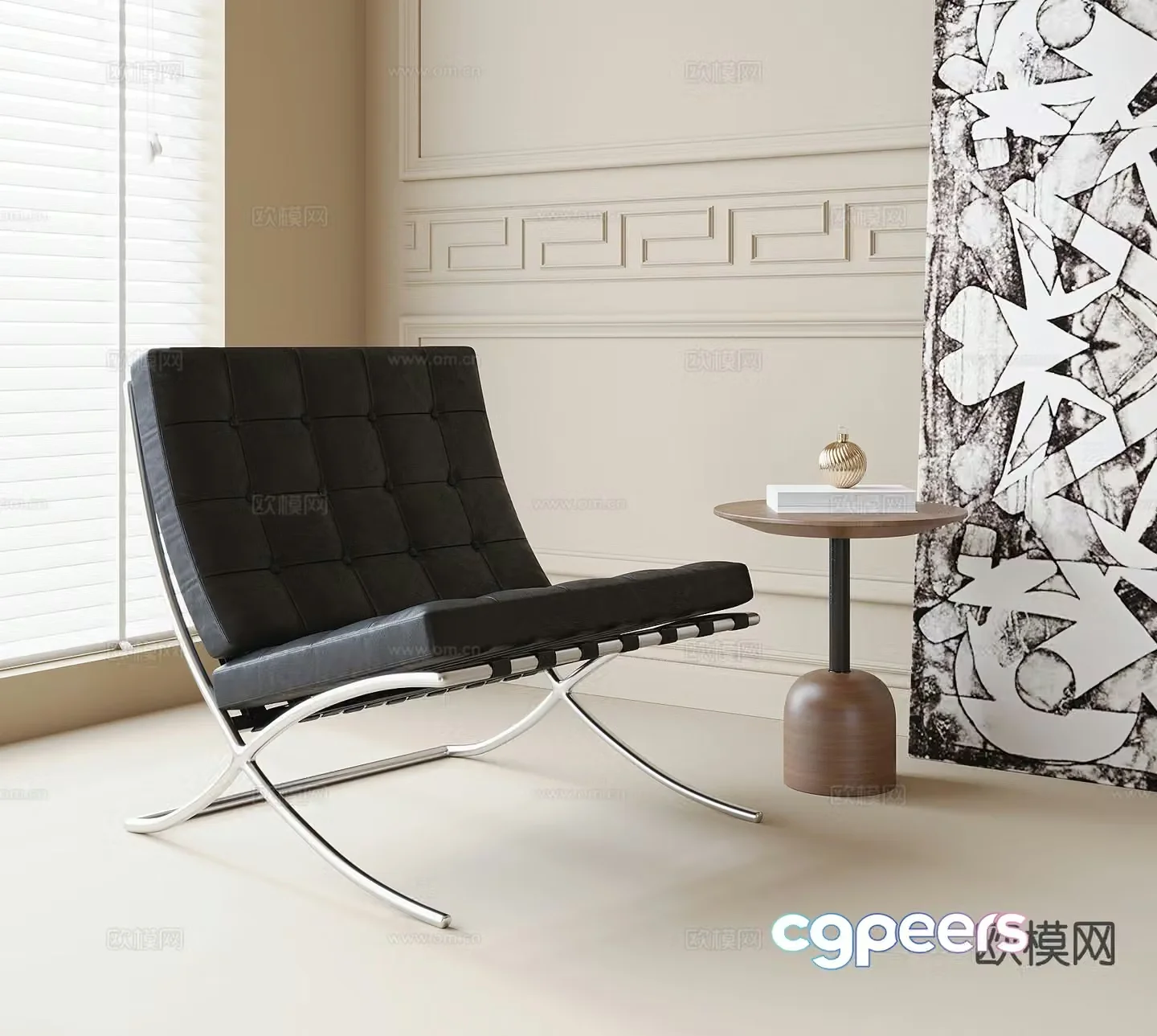 barcelona chair chair lounge chair 3d model