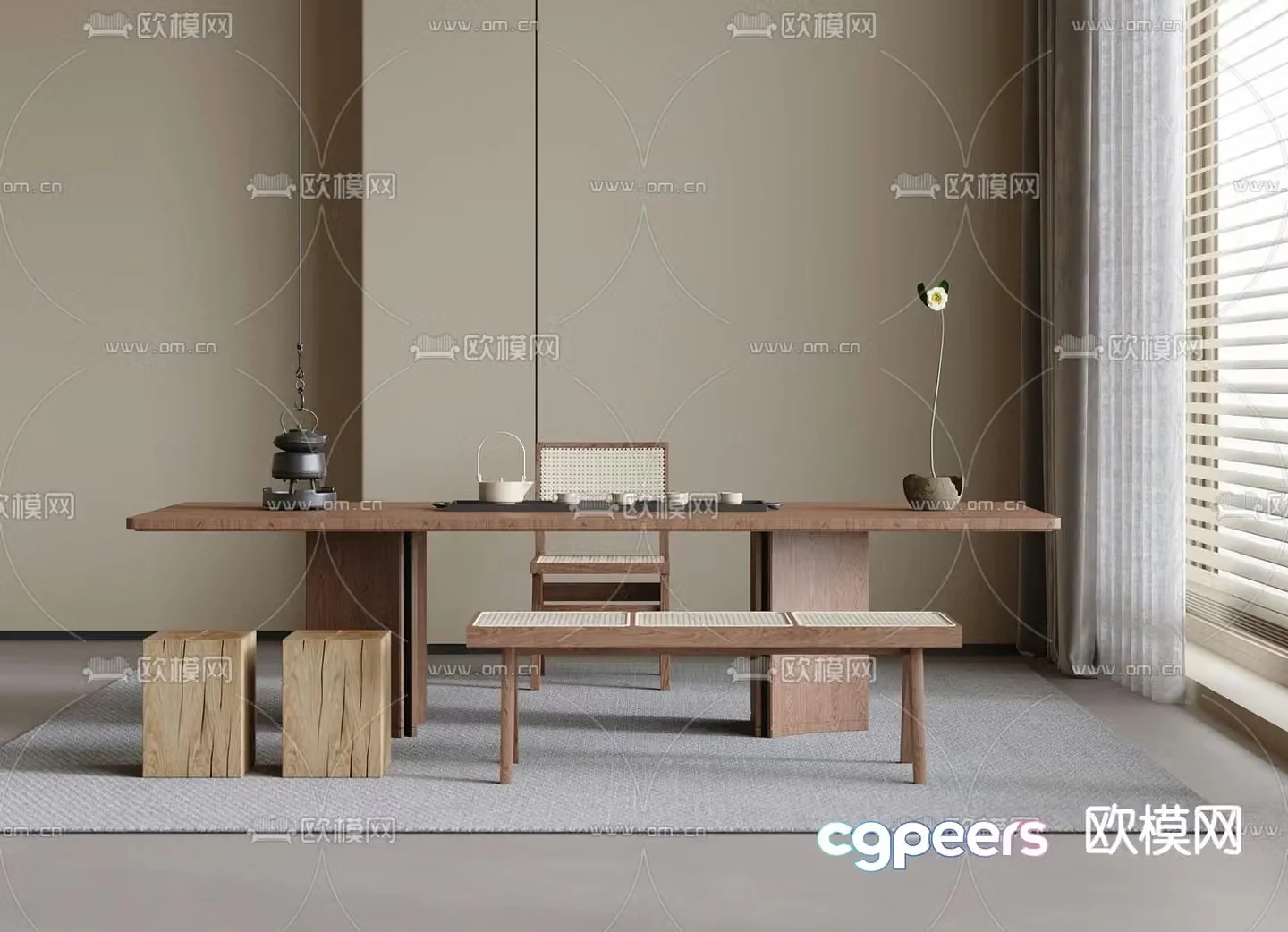Wabi-sabi style tea table 3d model