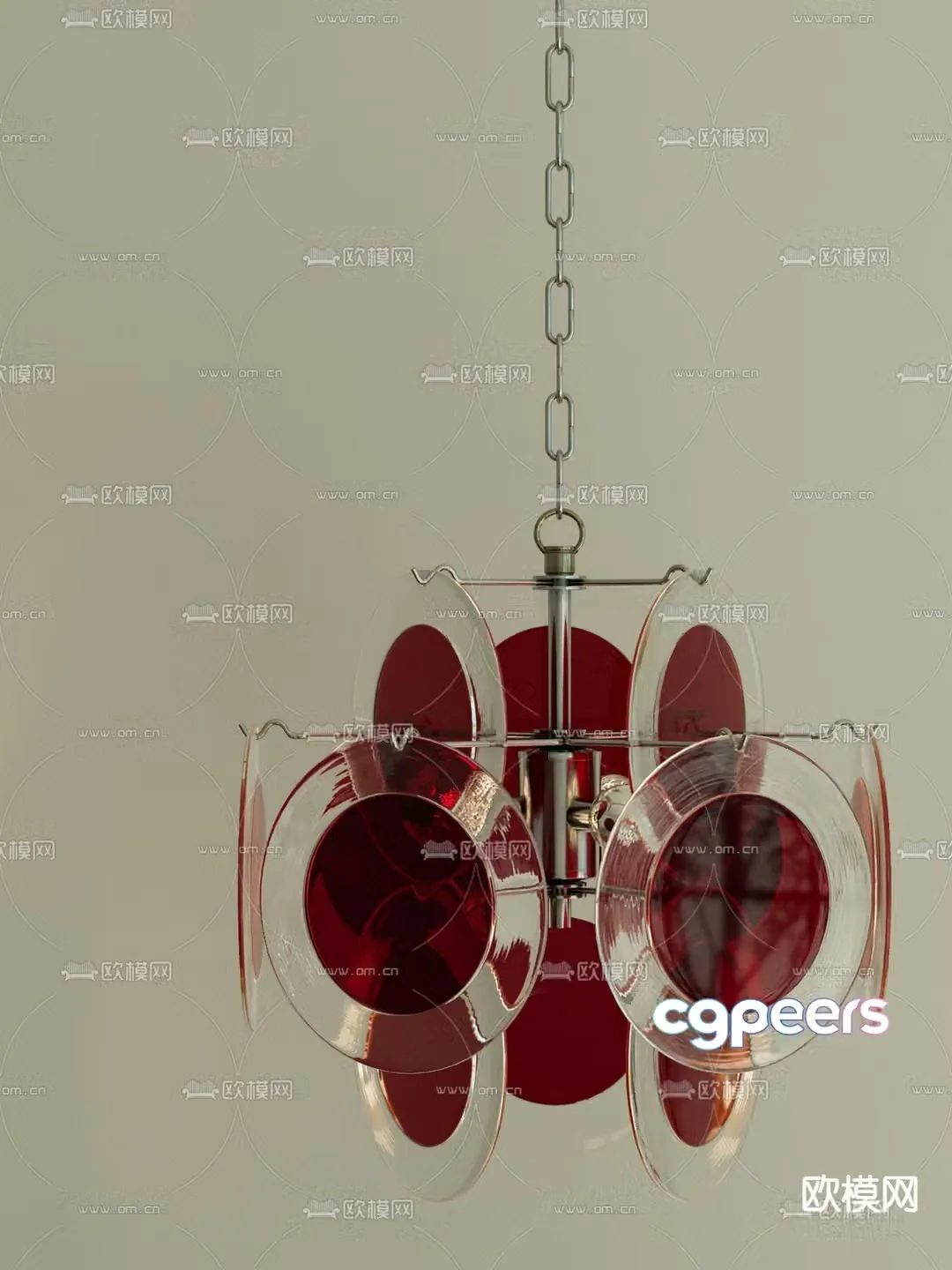 Middle-aged chandelier Glass chandelier 3d model