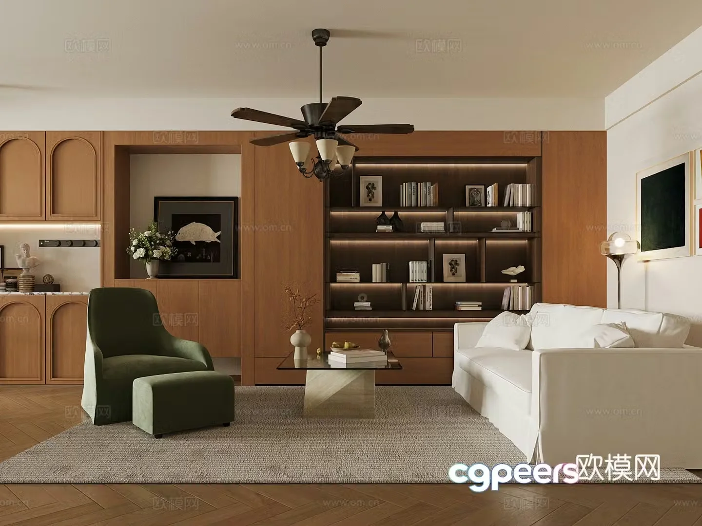 Middle-aged living room Middle-aged style living room Wasabi retro style living room sofa coffee table combination 3D model