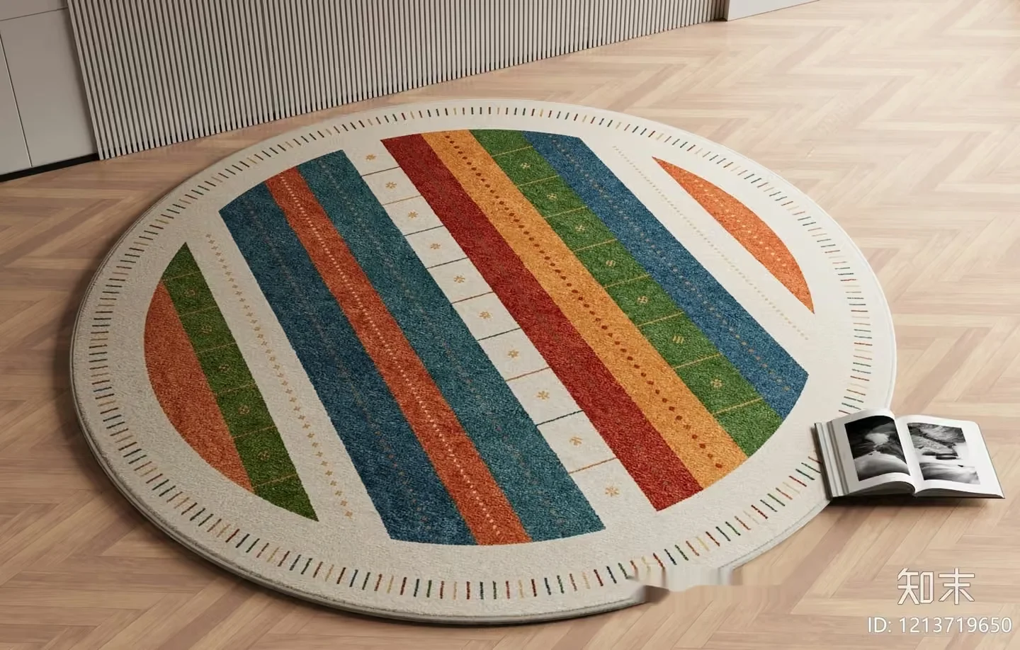 A Round Rug With A Colorful Design 3D Model – 16693 – VRAY Render