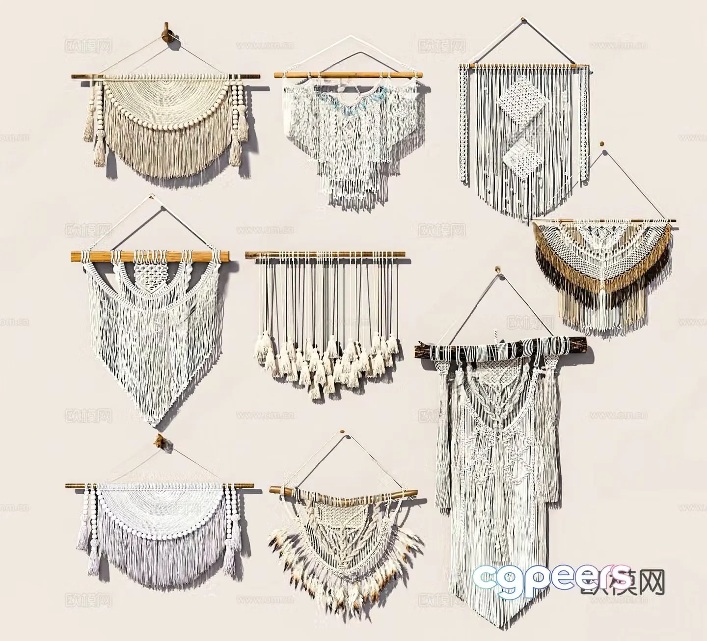 European-style Nordic pendants_Nordic braided hanging wall decoration rattan wall decoration special shape three-dimensional 3d model