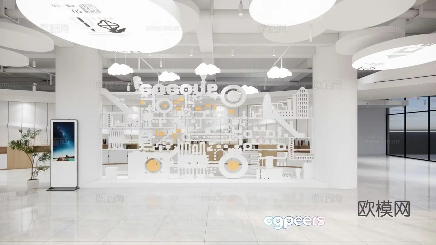 Modern industrial style exhibition hall 3d model