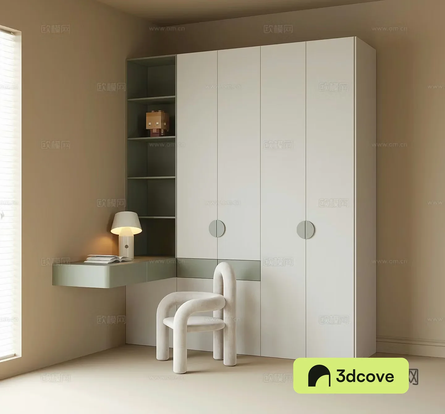Modern children’s desk wardrobe integrated