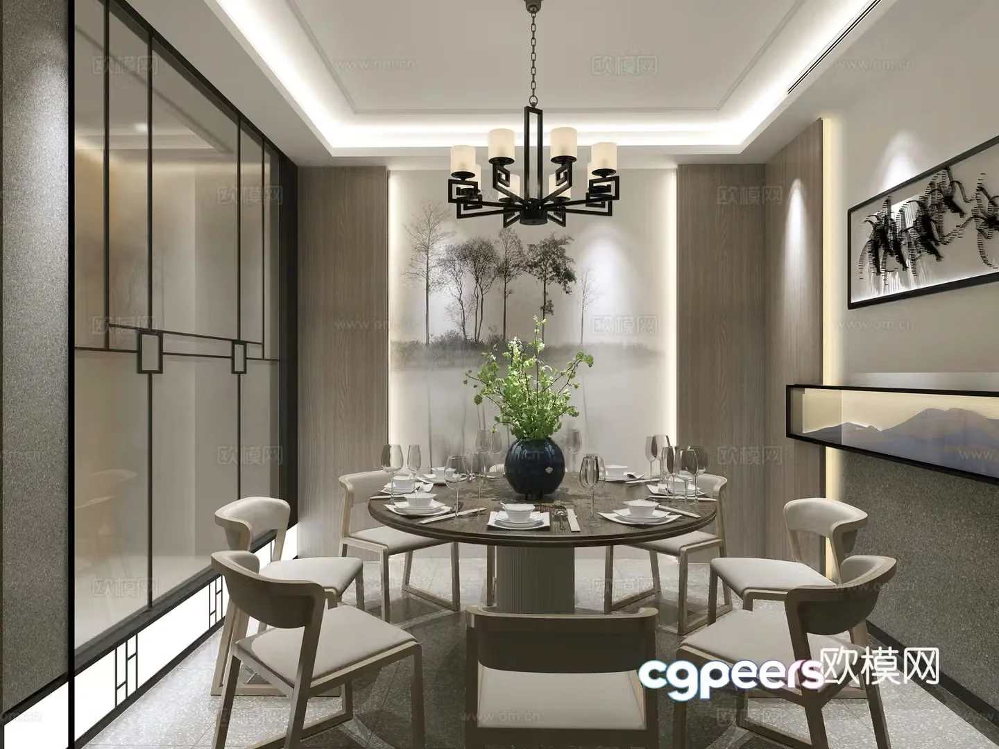 New Chinese restaurant private room 3D model