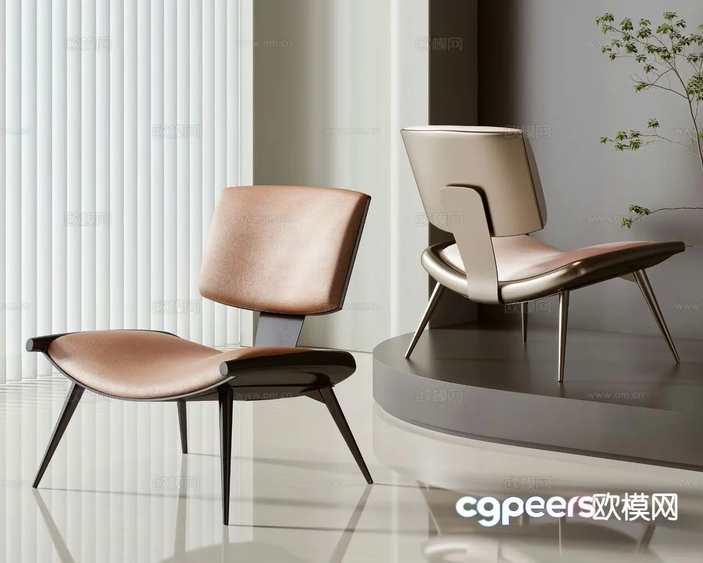 Leather chair lounge chair 3d model