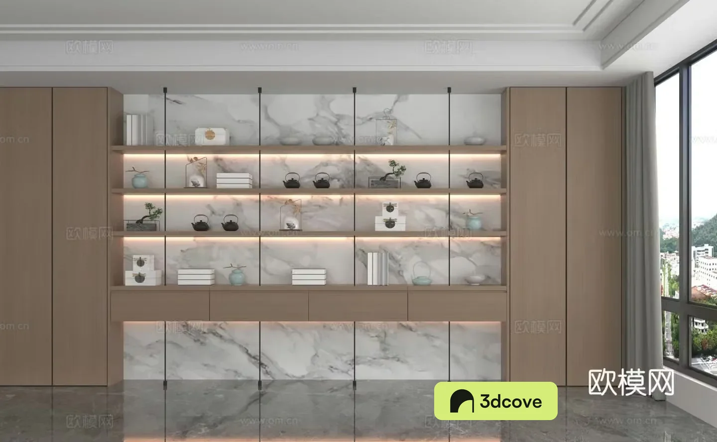 Modern bookcase whole wall background cabinet