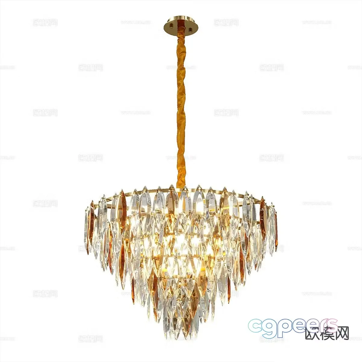 Light luxury crystal chandelier 3d model