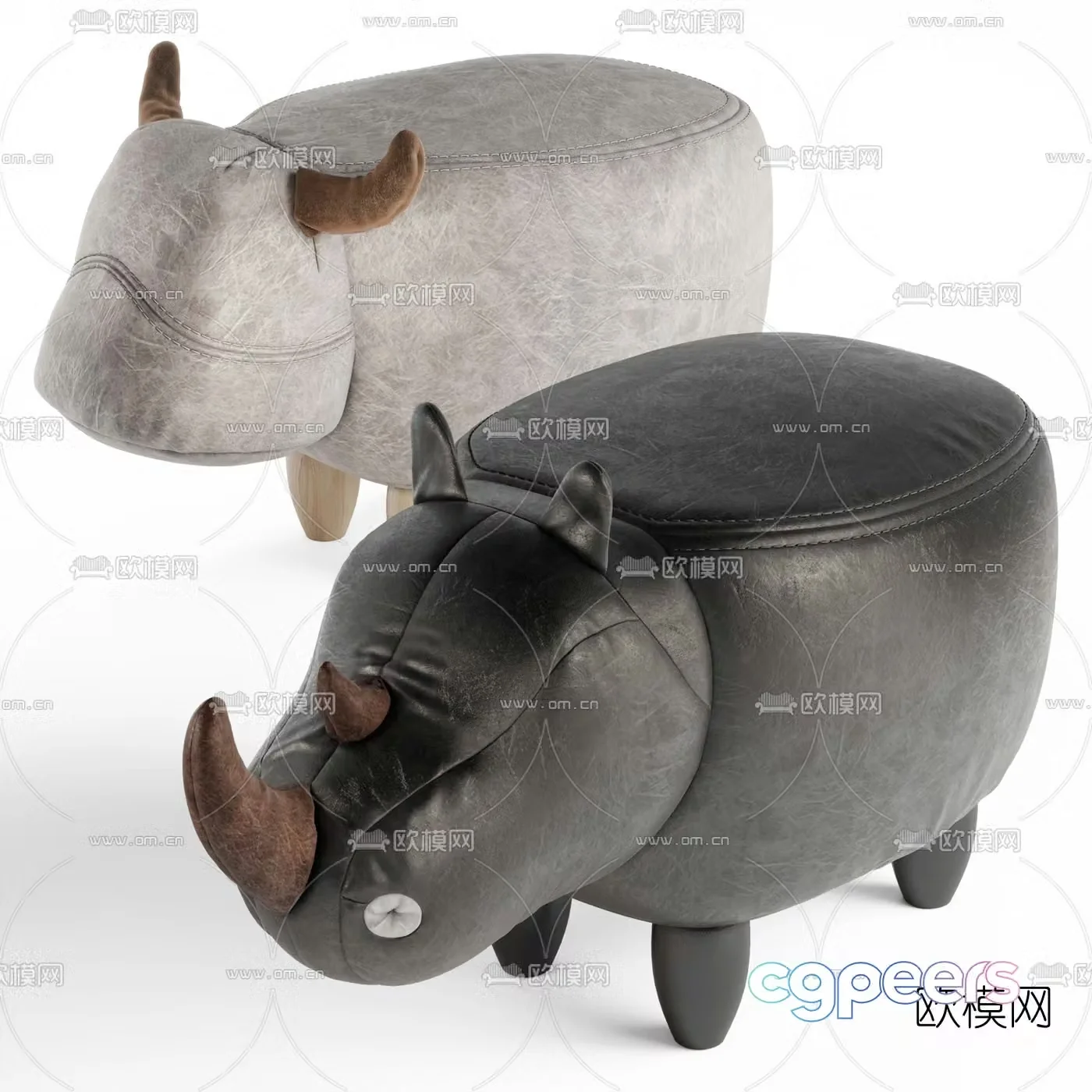 Nordic leather children’s animal seat 3d model