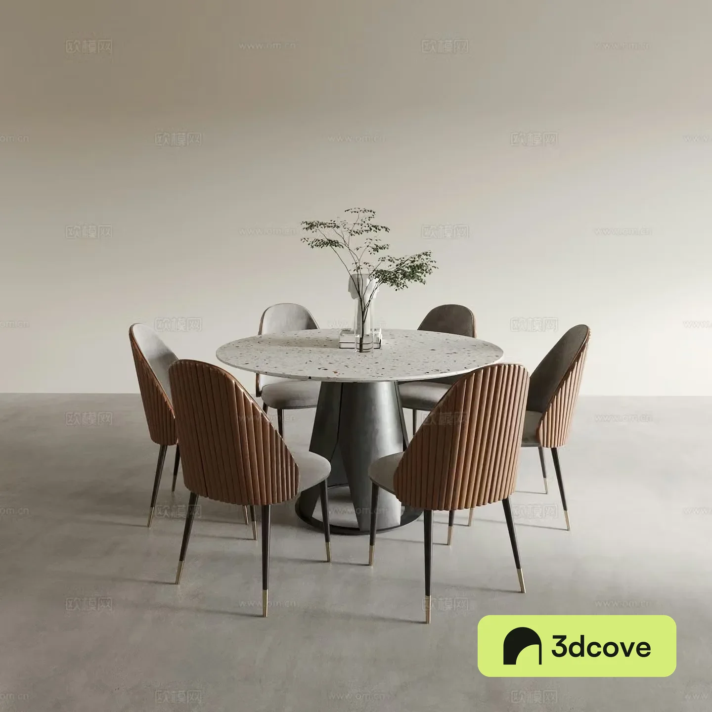 Modern round dining table and chairs